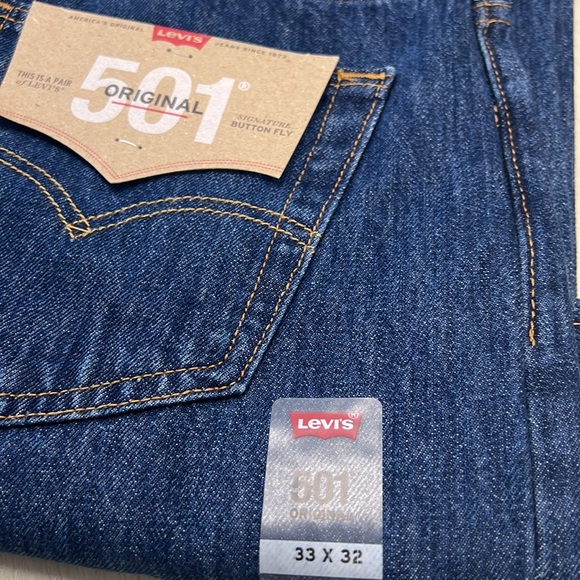 NWT - LEVI'S 501 MEN'S ORIGINAL JEANS, DARK STONEWASH (005010194) - Size 33Wx32L - Picture 8 of 9